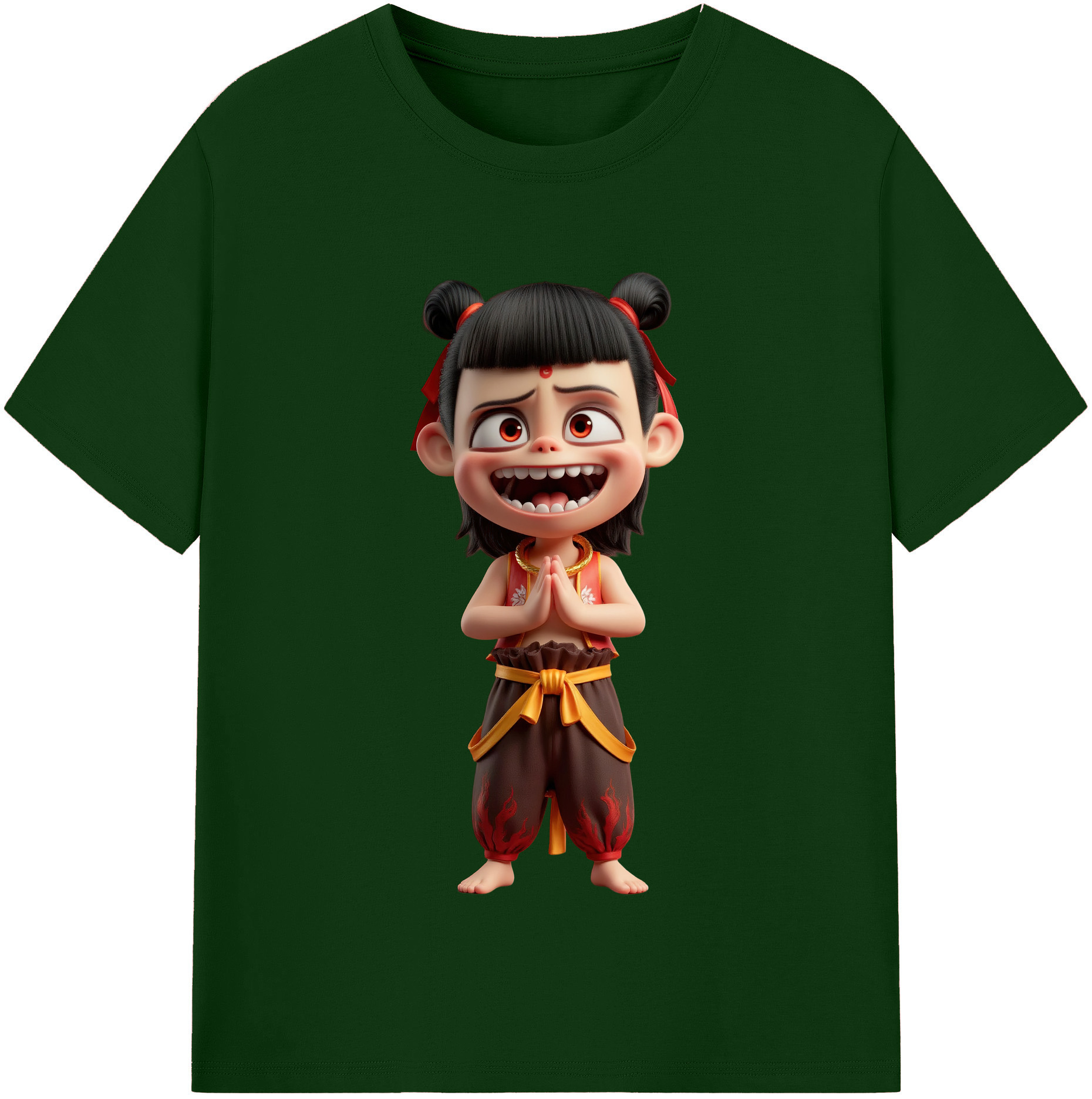 （画像用） Ne Zha 2 ナタ 魔童の大暴れ 綿100％半袖Tシャツ（フロントプリント）